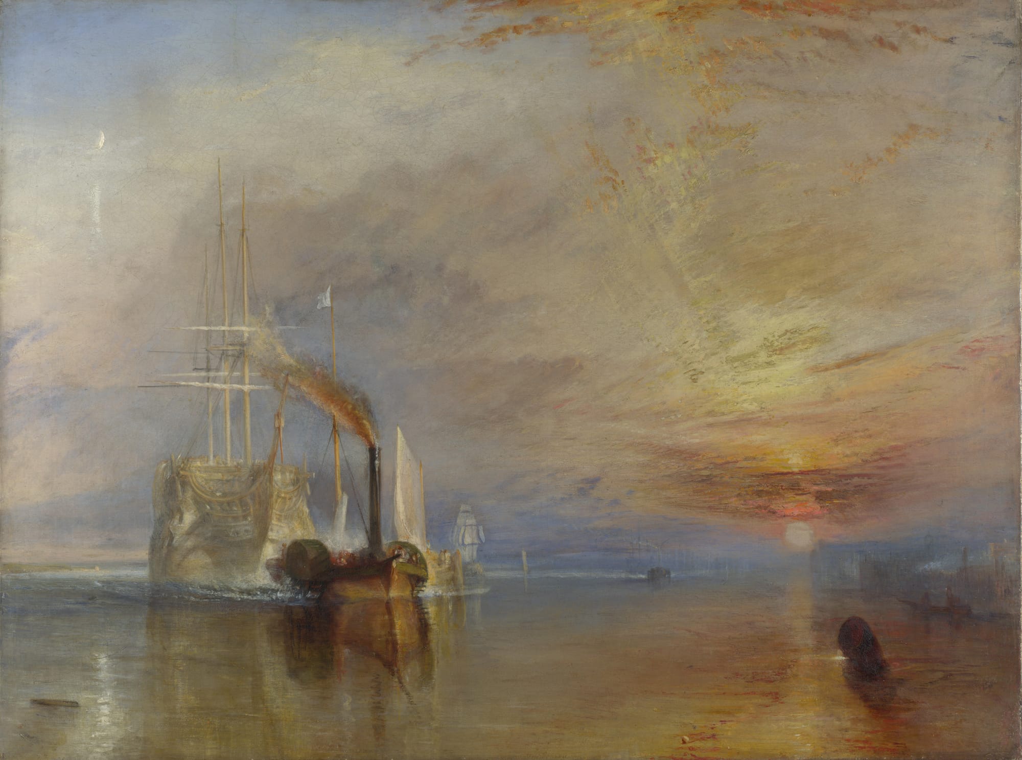 The Fighting Temeraire tugged to her last berth to be broken up—JMW Turner (1839)