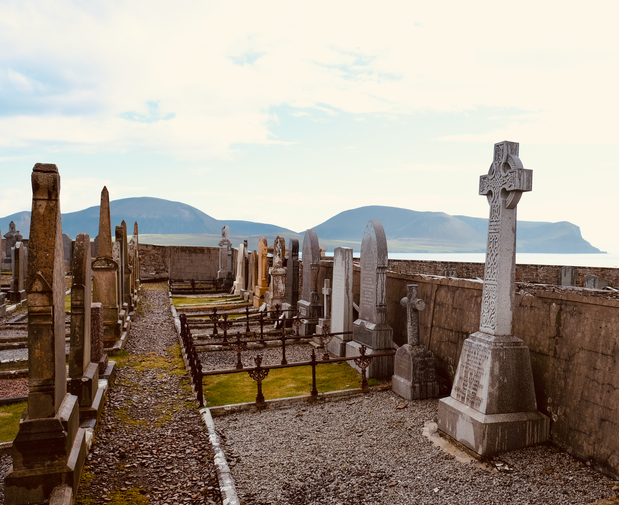 Warebeth Cemetery, Stromness, with the Island of Hoy in the background