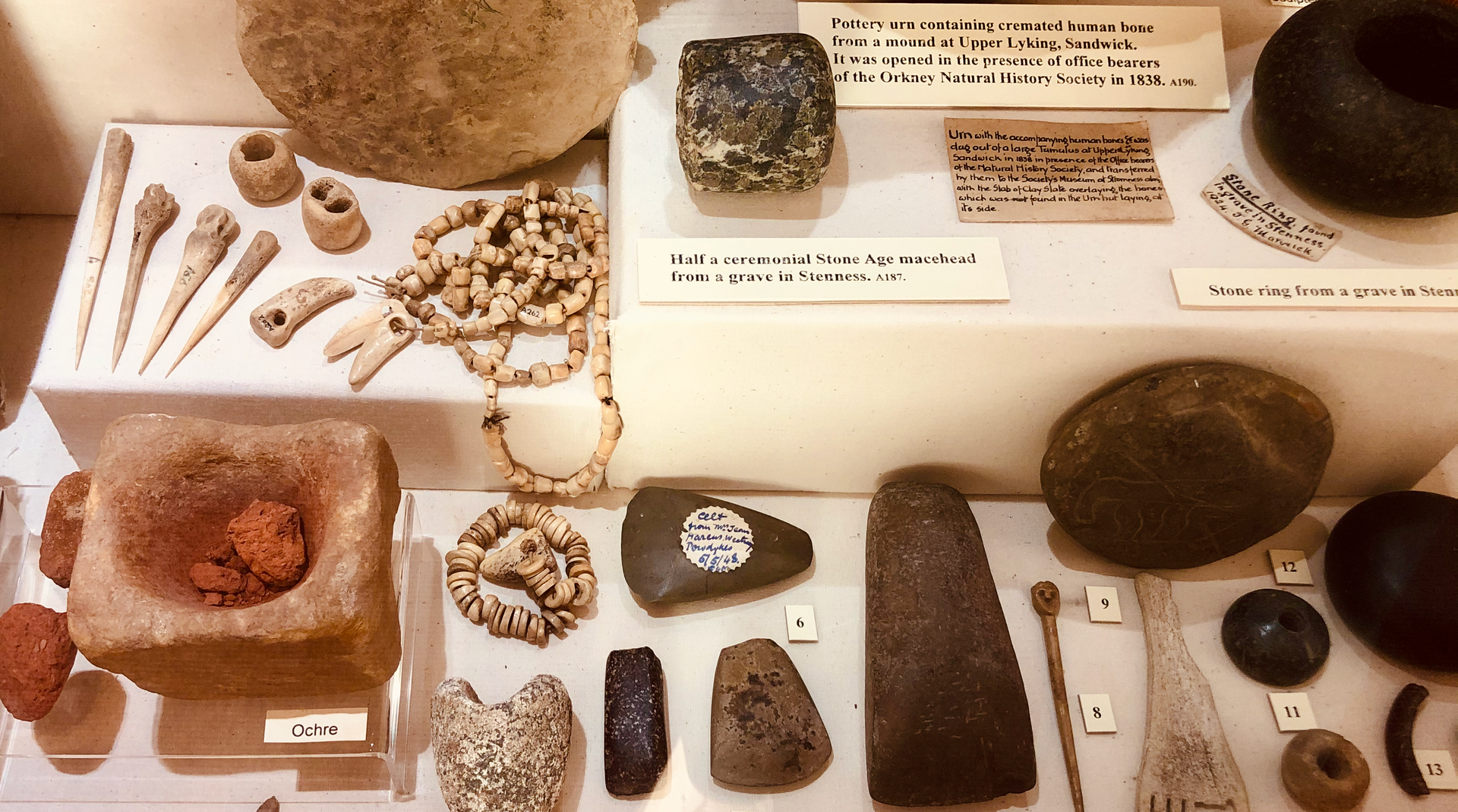 Neolithic artefacts, Stromness Museum, Orkney